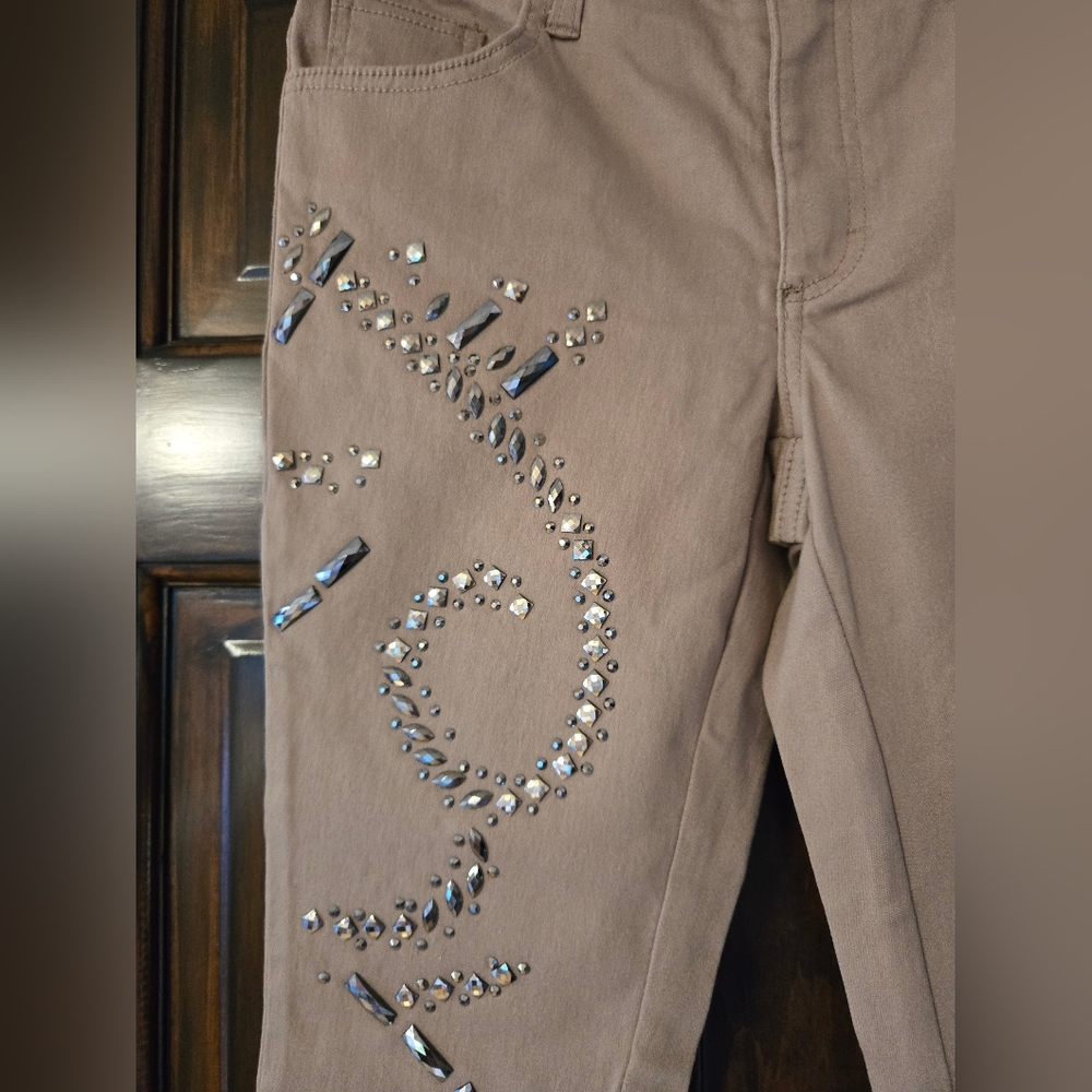 VENUS Tan Jeans with Silver Embellishments